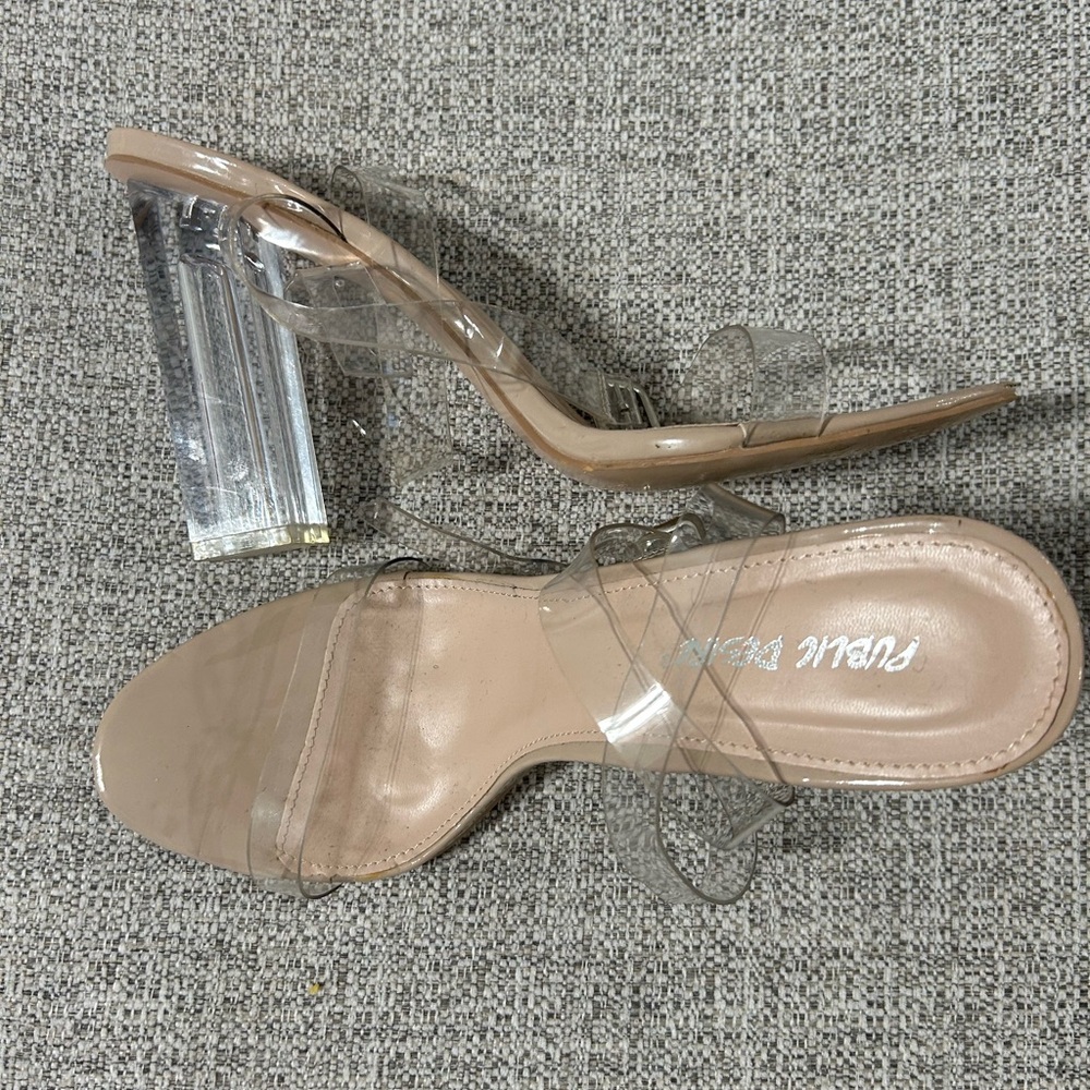 Public Desire Clear Nude Heels